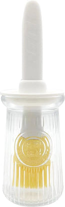 2 stuks oliefles met siliconen borstel, hittebestendig, wit