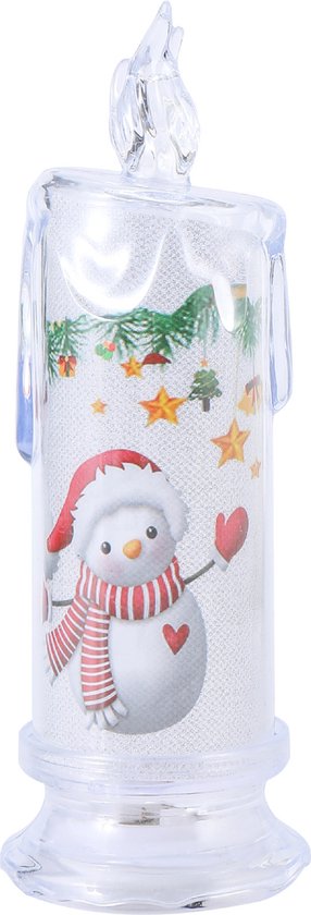 6-delige kerstdecoratie LED-kaarsenset - Sneeuwman & Kerstman motieven- Kerstcadeau - 6,5*18,5cm