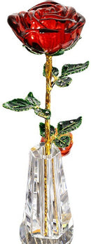 Glazen Vaas met Rode Roos - Decoratief & Elegant - Rood