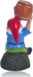 Vrolijke Tuinkabouter met Wijnvat - Weerbestendig Tuinbeeld