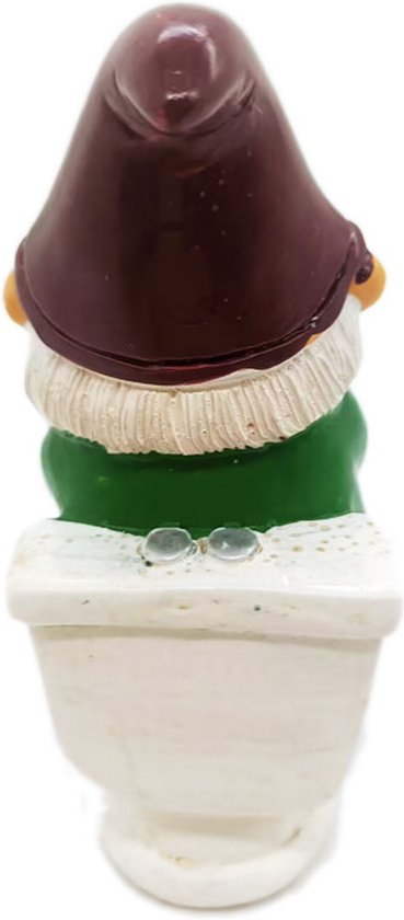 Grappige Kabouter Tuinornamenten-Kabouter op het Toilet met Mobiele Telefoon 5*7*12,5cm
