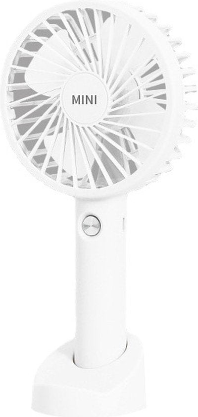 Draagbare Ventilator - oplaadbaar met USB - kan mobiel op voet plaatsen - perfect voor op op reis, buiten met warm weer - Wit