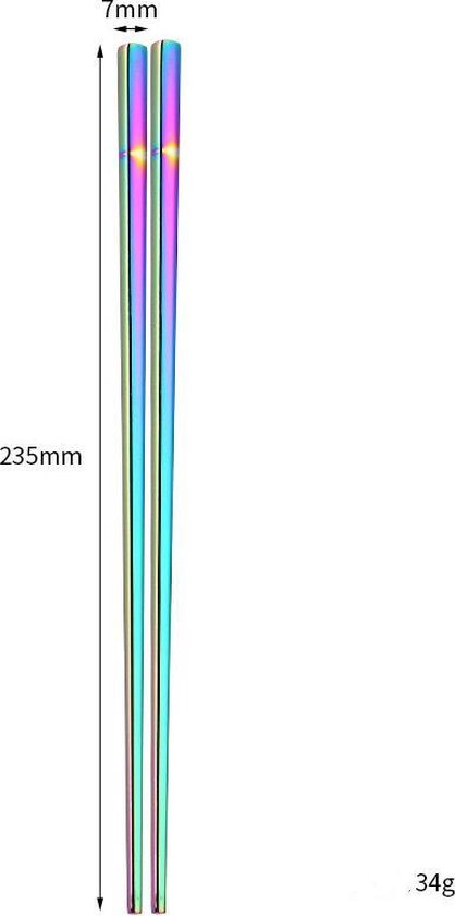 Roestvrijstalen Rainbow Chinese Eetstokjes - 5 paar