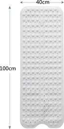 Verlengde PVC Antislip Badmat-Stevige Zuignappen - Duurzaam en Gemakkelijk te Reinigen100*40CM-wit