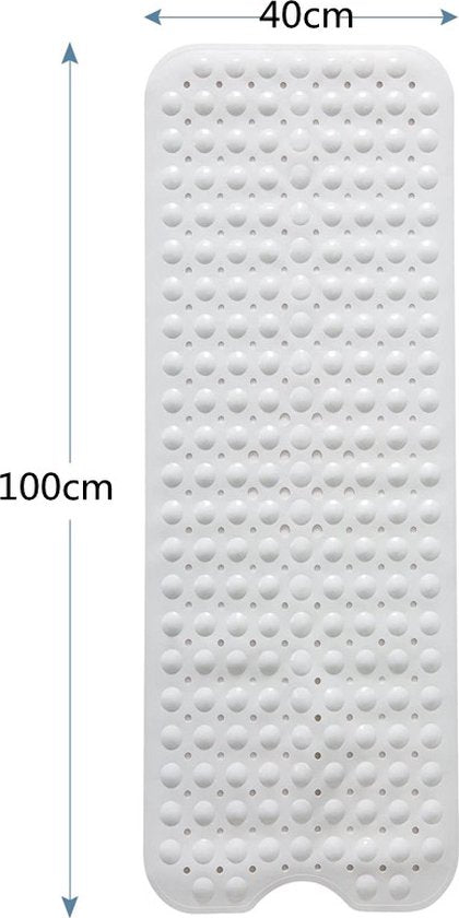 Verlengde PVC Antislip Badmat-Stevige Zuignappen - Duurzaam en Gemakkelijk te Reinigen100*40CM-wit