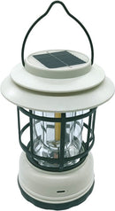 Multifunctionele Compacte Kampeerlamp met Powerbank - Duurzaam, Dimbaar & Waterdicht - USB/Zonne-Energie Opladen - Ideaal voor Outdoor & Tuin-Crème