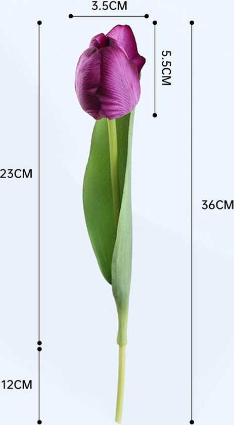 Merkloos 10 stuks Kunsttulp - Realistisch, Duurzaam, Paars
