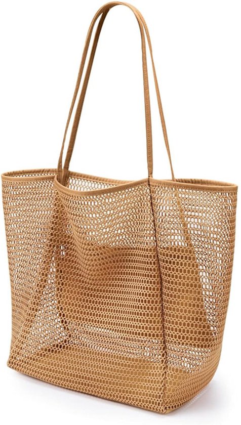 Strandtas Mesh Net Handtas Dames Schoudertas Bruin