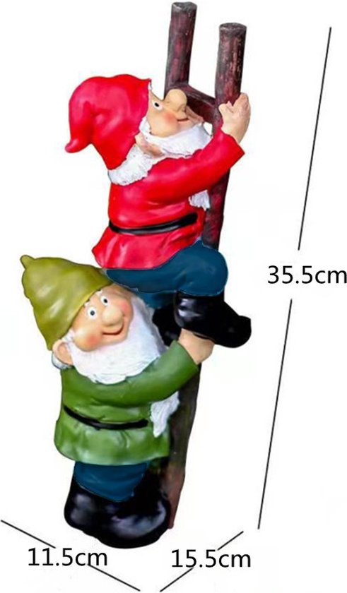 Kabouters die de trap beklimmen - Buiten- en binnendecoratie-11,5 x15,5 x35,5 cm