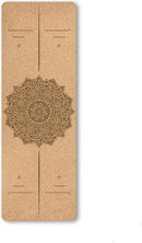 TDR -  Yoga mat - Natuurlijk kurk en TPE - vrij van schadelijke stoffen, hypoallergeen en 100% (biologisch) afbreekbaar -  zeer geschikt voor Yin Yoga en Kundalini Yoga met draagtas met draagtas en draagband- 183x66x0,5 cm - houdingslijn motief