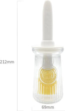 2 STUKS Oliefles met Borstel-Bakkwast voor BBQ of bakker- hittebestendig Siliconen kwast- wit