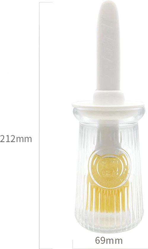 2 STUKS Oliefles met Borstel-Bakkwast voor BBQ of bakker- hittebestendig Siliconen kwast- wit