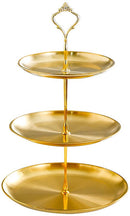 fruitschaal van roestvrij staal, goudkleurig, drielaags, 17+