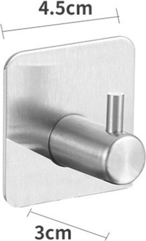 Unikorf 8 stuks RVS Zelfklevende Haken 4,5x3cm Zilver