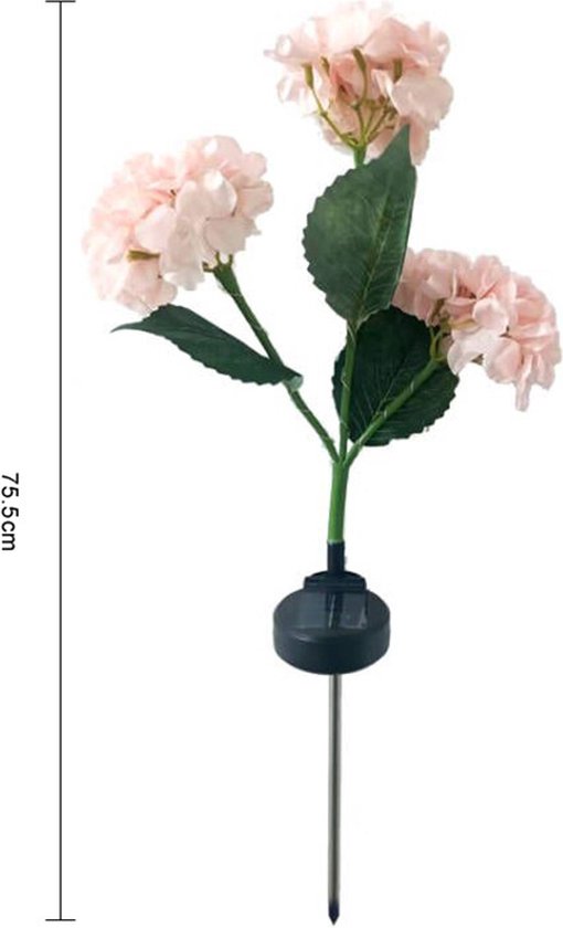 Hortensia Zonne-energie Terraslamp met Sensor - Roze