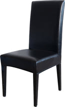 2 Stuks Stoelhoezen Eetkamerstoelen Stretch- imitatie leer-Waterdicht- Zwart