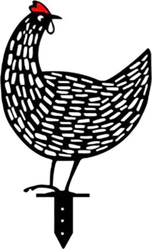 TDR - decoratief Acryl kunststof silhouetten van kip op stok voor in de tuin,  5 delig