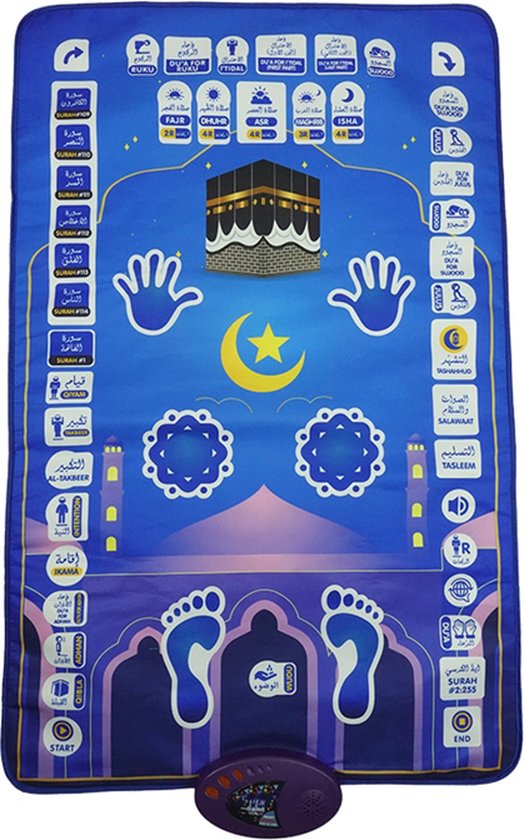Interactieve Gebedsmat Islamitisch - Blauw 111x71cm