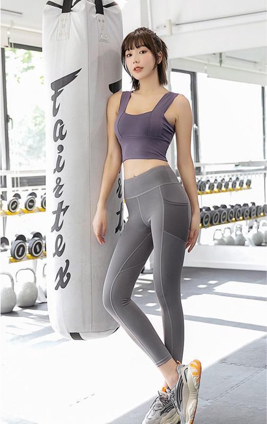 Fitness broek - Sportlegging - Yoga Broek - Yogalegging - Dames - Grijs- M
