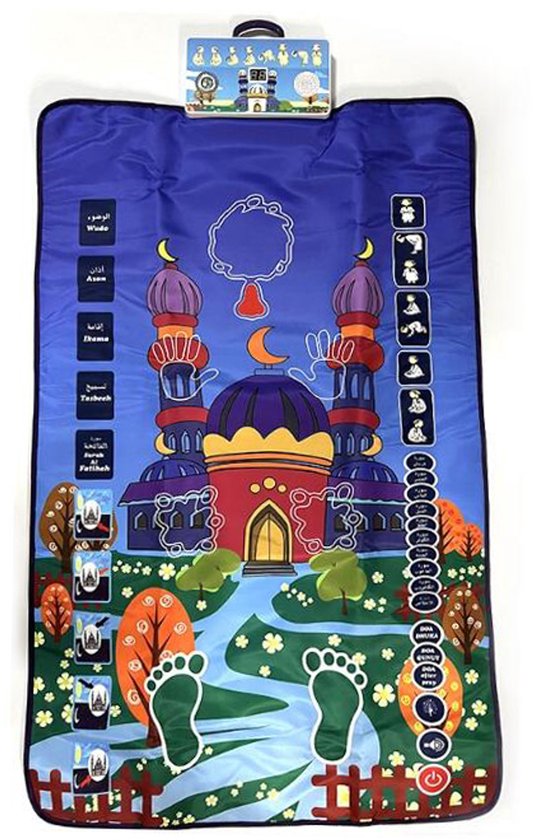 Interactieve educatieve islamitische gebedsmat kind 111x71cm