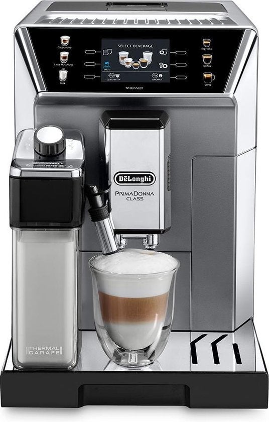 De'Longhi PrimaDonna Class - ECAM550.85.MS - Volautomatische koffiemachine - Tank 2L - 2 gelijktijdige kopjes - Bonenreservoir 400 gr - Metaal en zwart