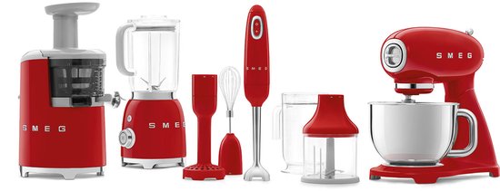 SMEG HBF22RDEU - Staafmixer - Rood - 700W - Met accessoires