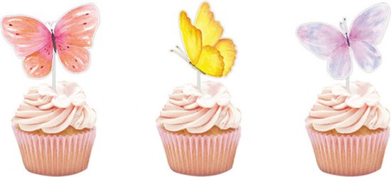 48 delig cup cake/fruit prikkers - Thema: vlinder -voor decoreren van cake, fruit, cup cake, muffin en andere desserts