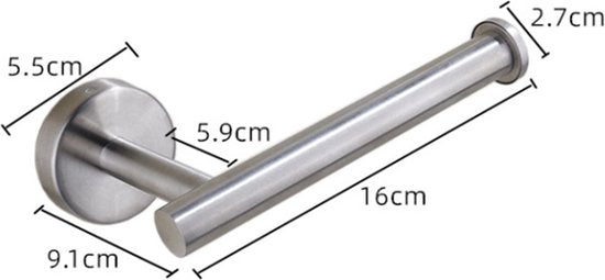 Luxe RVS toiletrolhouder - modern, zilver, incl. montage