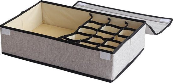 Kledingorganizer 16 vakken - sokken & ondergoed, grijs