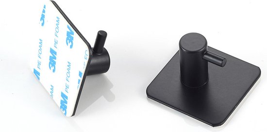 8 stuks Zelfklevende RVS haken - Unikorf, Zwart, 4,5x3cm