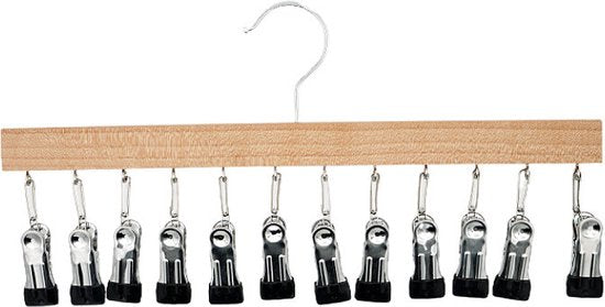 2x Houten sokkenhanger 12 knijpers voor luchtdrogen