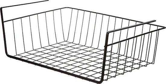 2 stuks Multifunctionele Hangmand - Extra Opbergruimte voor Onder Planken 40*23*13.5cm-zwart