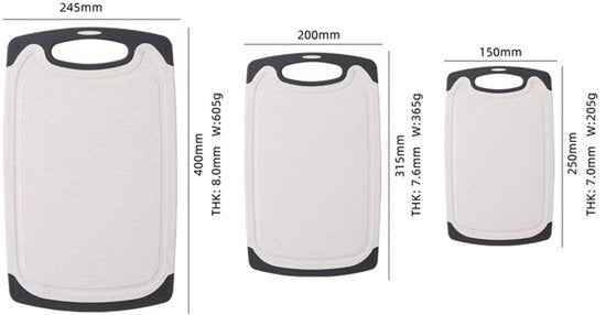 Tarwestro snijplank vierkant 3-delige snijplankenset