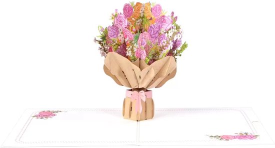 3D Wenskaart met Bloemen - Inclusief Envelop - Moederdag