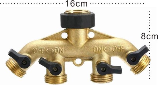 Unikorf kraan Y-splitter 4-weg waterverdeler