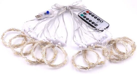 LED Lichtgordijn Sfeerverlichting - Kerstverlichting - USB - Incl. Afstandsbediening - 3X3 Meter - Warm Wit - Sfeerverlichting voor Binnen en Buiten - 300 LEDs