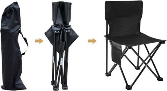 Campingstoel - Vouwstoel Visstoel – met gratis draagtas- zwart - Tot 150Kg - 41x41x72 zithoogte ca. 39cm