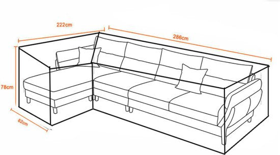 Premium Waterdichte Hoekbankhoes - 210D Oxford Stof, UV-bestendig, Sneeuw- en Winddicht - Geschikt voor Buitenmeubilair - 222 x 286 x 82 cm