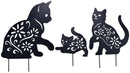 Metalen kattenstaaf - Tuindecoratie - 3 stuks - Hoogwaardig metaal - 28x26 cm, 23x19,5 cm, 16x14 cm