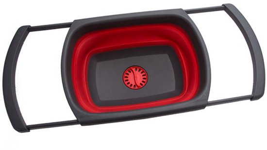Opvouwbare wasbak, draagbare opvouwbare wasbak, afvoermand, gesloten bodem, rood