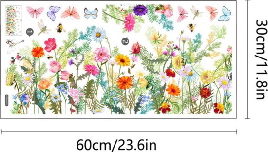 Unikorf Tuinbloemen Muurstickers 30x60cm | Eco PVC Decor