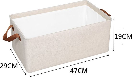 2 stuks Duurzame Katoen-Linnen Opbergbox met Stalen Frame - 25L - Opvouwbaar en Stapelbaar - Ideaal voor Kleding en Speelgoedopslag 47x29x19 cm