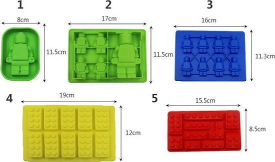 TDR- Brick robot siliconen ijsbakvormset - 5 delig