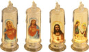 4-delige LED-Kaarsenset met Heilige Afbeeldingen –Elektronische kaars op batterij- Kerstdecoratie 6,5 x 18cm