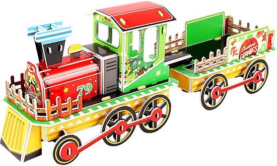 3D Kerst Puzzel - Kleurrijke Kersttrein - Educatief & Creatief Speelplezier - voor Jong en Oud