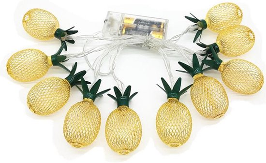 Xtraworks - Lichtslinger - Ananas - 1, 5 meter, 10 lichtpunten-wekt op batterij