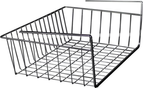 2 stuks Multifunctionele Hangmand - Extra Opbergruimte voor Onder Planken 40*23*13.5cm-zwart