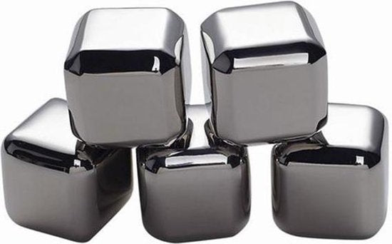 TDR- Luxe whiskey set+6 Whiskey stones + Tang+opbergdoos-Herbruikbare -roestvrij-silver