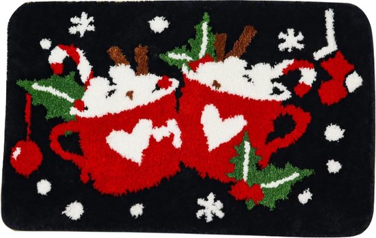 2 stuks Luxe Kerst Vloerkleden– Feestelijke Design – Antislip, Zacht en Waterabsorberend -40x60 cm
