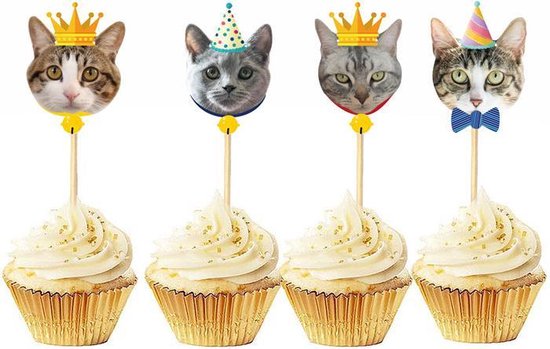 Katten cupcake prikkers - 48-delige set voor cake, fruit en desserts